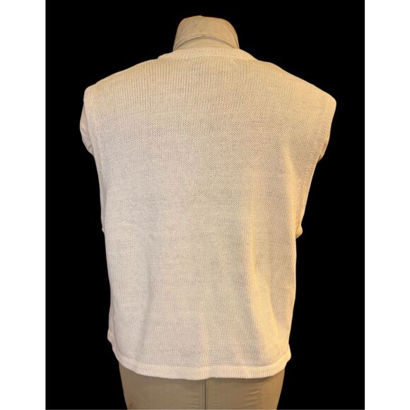 Claudia D Holiday Sweater Vest Women's XL Cream Pearl Gold Silver Beads Christma - Picture 4 of 10